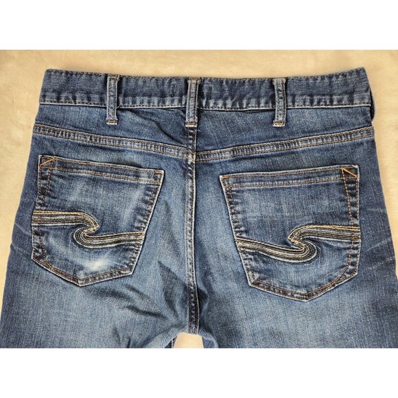 Silver Jeans Men's 31"x28" Konrad Slim Straight Medium Blue Stretch Denim Grunge - Picture 6 of 15